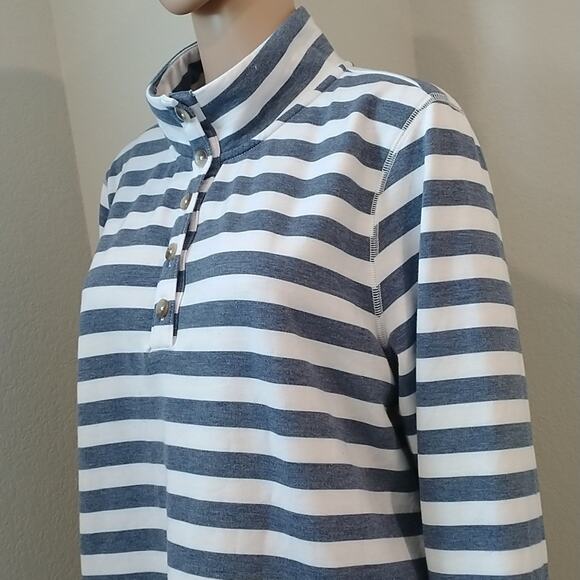 Croft & Barrow White/Blue/Grey Striped Pullover Sweater - Picture 3 of 6
